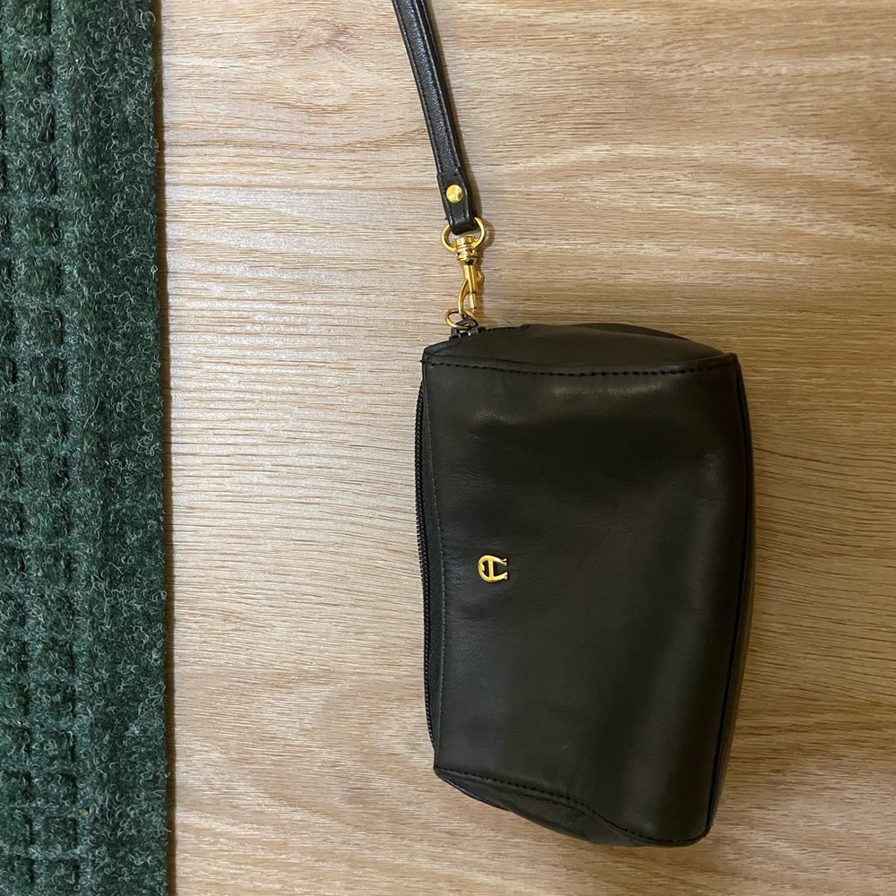 Etienne Aigner Black Leather Wristlet